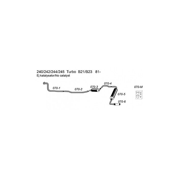 Volvo Uitlaat 240 TURBO Simons 1981+ 63.5mm einddemper Volvo onderdeel nr 070-5