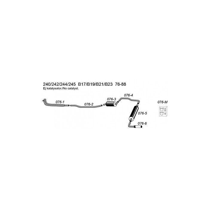 Volvo Uitlaat 240  voorste pijp downpipe Simons 1976-1988 aan spruitstuk TURBO en non turbo B17 B19 B21 B23 76-88 Volvo onderdeel nr 076-1