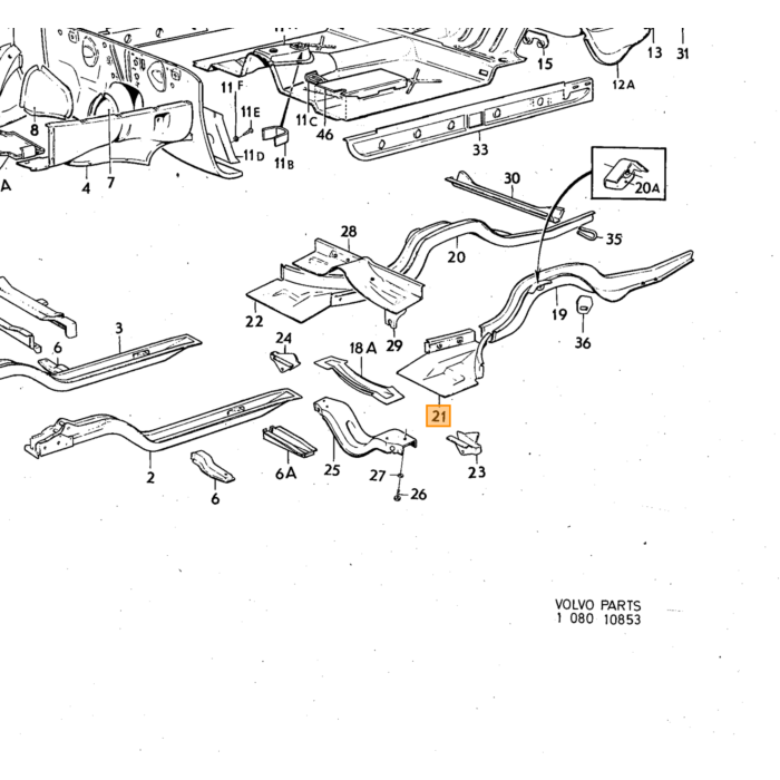 Volvo Plademetal Torsionsboks Venstre 140 164 Volvo Varenummer 1202098