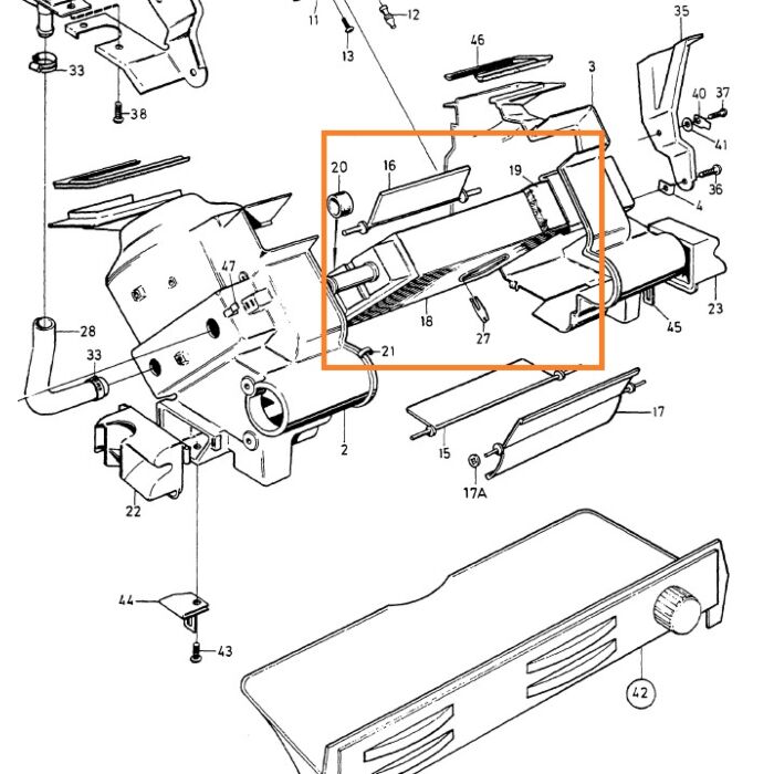 Volvo Kachel radiateur 73+ 140 Serie +240 RUIL Systeem zonder airco. zie 1211303 Volvo onderdeel nr 1211303R