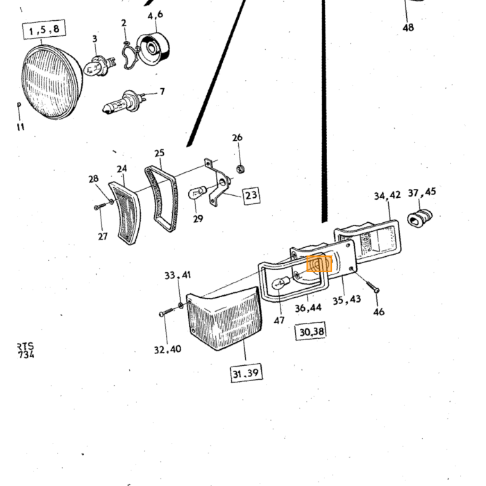 Volvo Glas baglygte 140+164+240 244 1973-1978 venstre baglygte glas type Hella Volvo varenummer 1212702