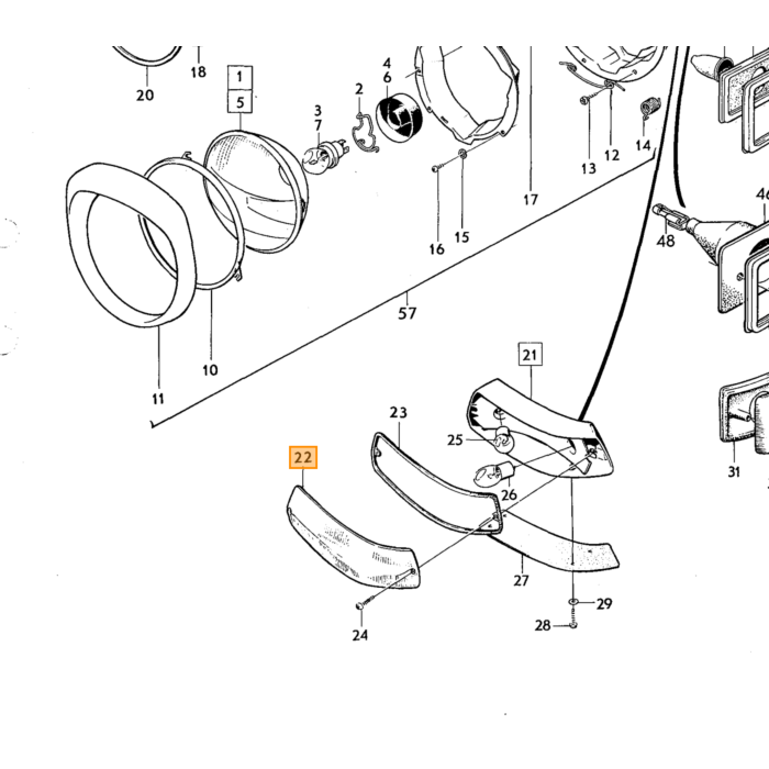 Volvo Glas knipperlicht 164 links oranje richtingaanwijzerglas Volvo onderdeel nr 1212730Y