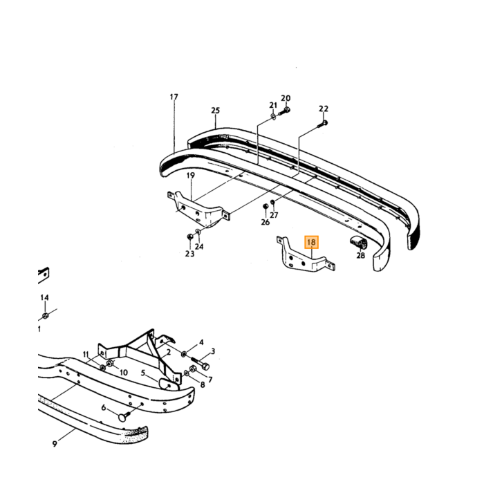 Volvo kofanger 164 monteringsplade til gummi forchassis nr. 102950+ Volvo varenummer 1213632