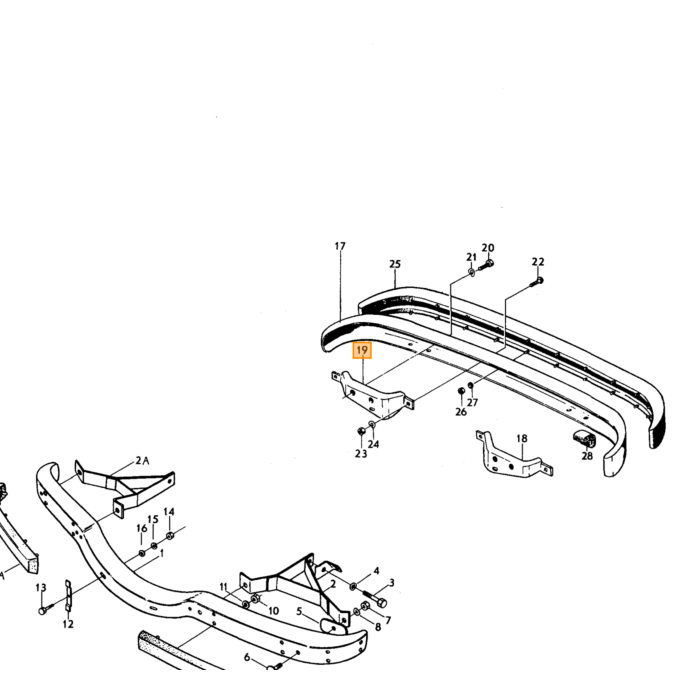 Volvo Gummi kofanger 240+260 holder til denne forreste midterfor -1980 Volvo varenummer 1213813