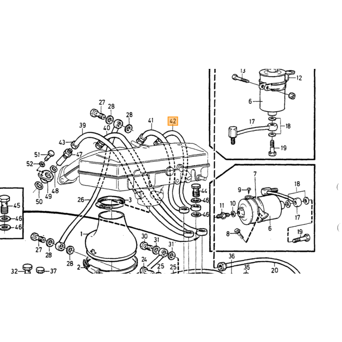 Volvo Brændstof benzinledning K jetronic 4. cylinder 240+740+940 Volvo varenummer 1219890