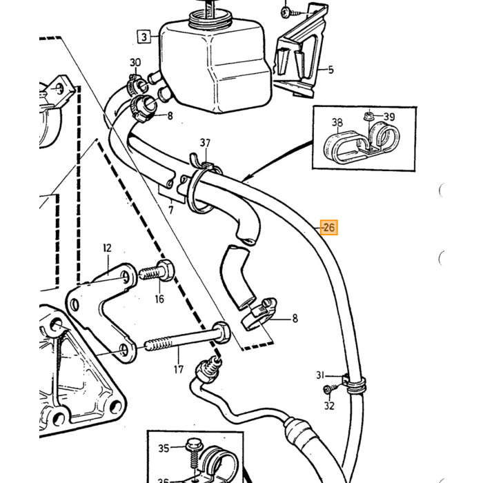 Volvo Trykslange servostyring returslange 240+260 pr. meter indv 9 5mm udv 15 4 Volvo varenummer 1228399