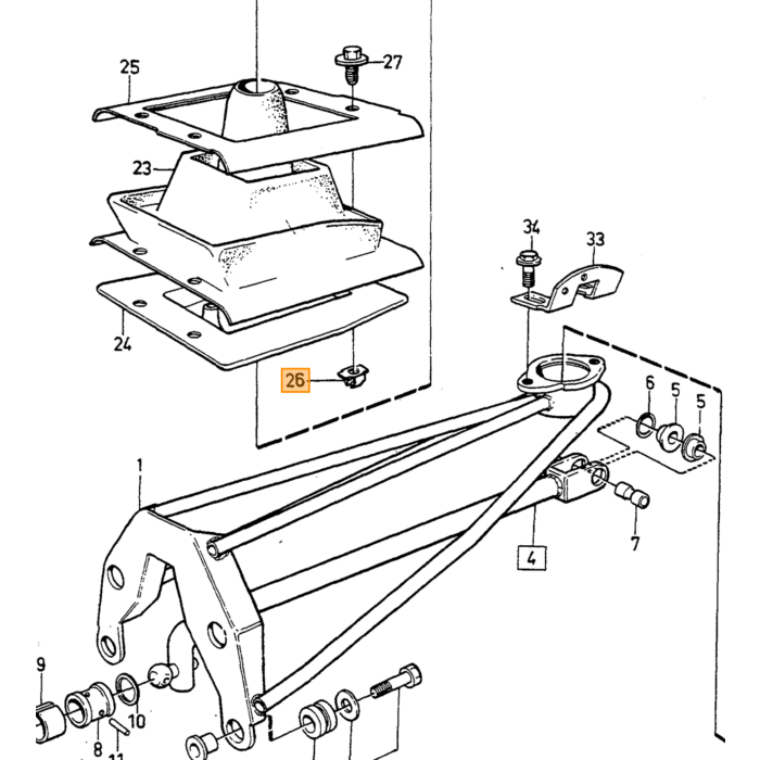 Volvo Gummidæmper gearkasse gearstang M45 M46 M47 240 740 760 (1232174) Volvo varenummer 1232605