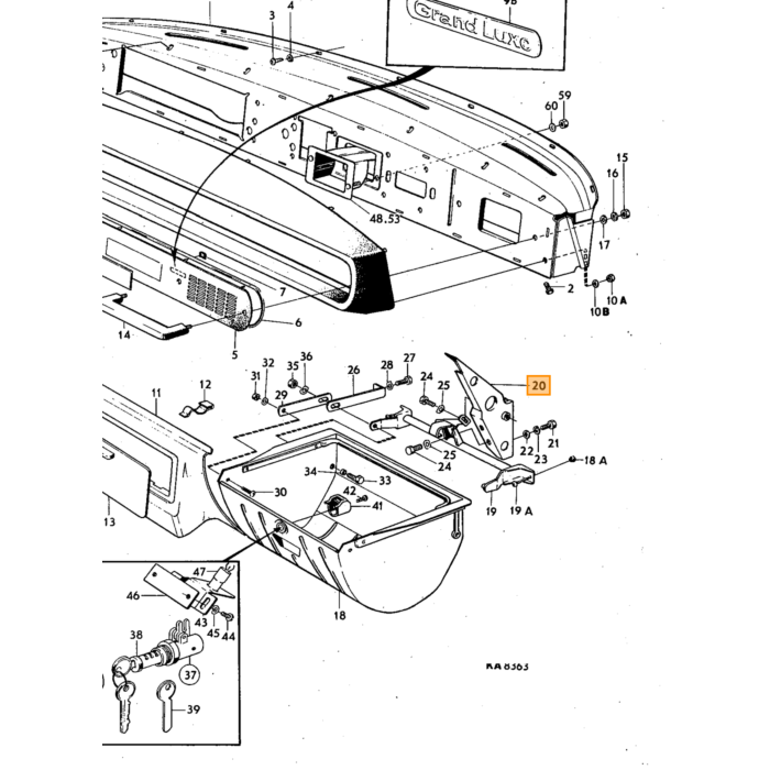 Volvo Klemme indvendigt instrumentbræt sort 140-160-240+260 tunnelkonsol midterkonsol Volvo varenummer 1234286