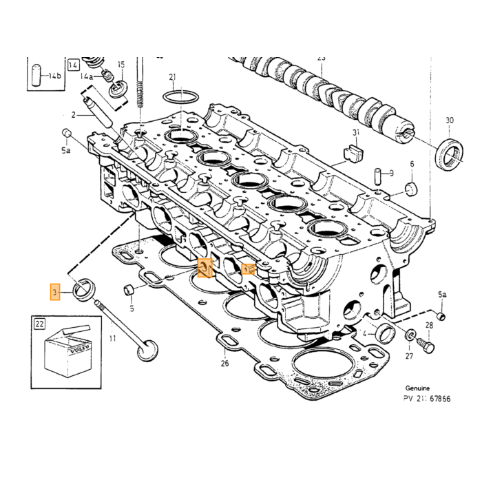 Volvo Oliepåfyldningsdæksel Pakning 240 740 760 780 850 940 960 S70 V70 (-2000) S80 S60 diesel d24 D5252t pakning Volvo varenummer 1257296