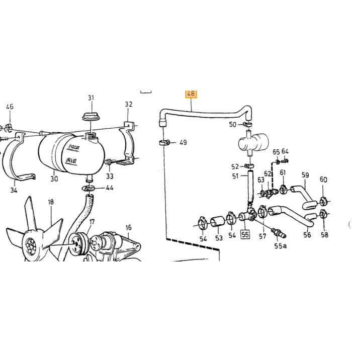Volvo Kølerslange 240+260 +740 -86 diesel ikke længere tilgængelig Volvo varenummer 1257446