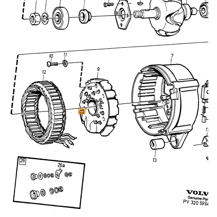 Volvo Lejevandspumpe D24 diesel 240+740+760+780+940+960 Volvo varenummer 1257795
