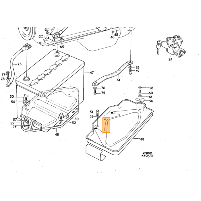 Volvo Batteri 70 amp LxBxH 25x17x20cm Varta Blå PV Amazon P1800 140 164 240 210 12Volt Volvo varenummer 1259533