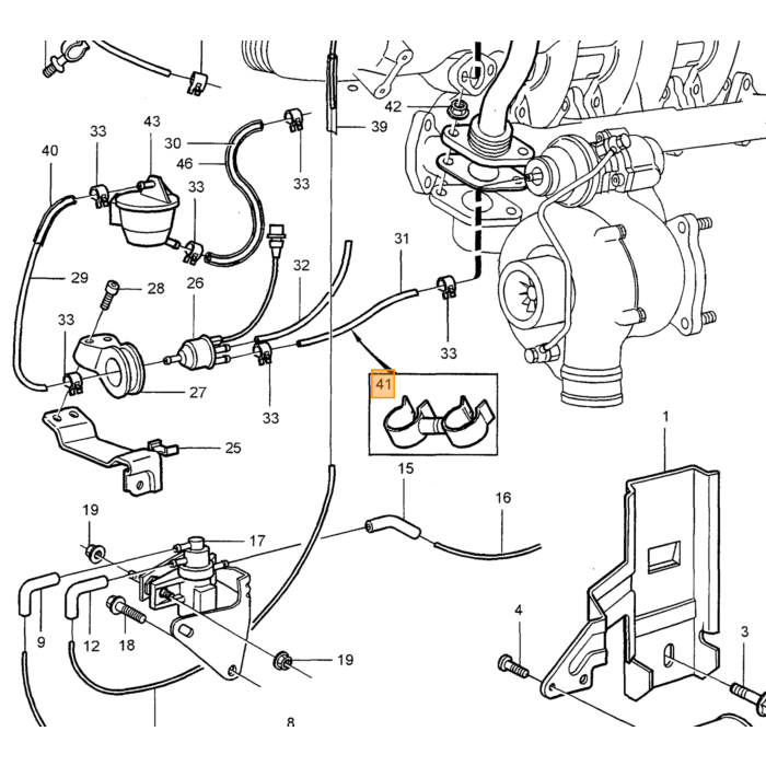 Volvo brændstofledningsklemmeholder 850 c70 v70 s70 Volvo varenummer 1270652