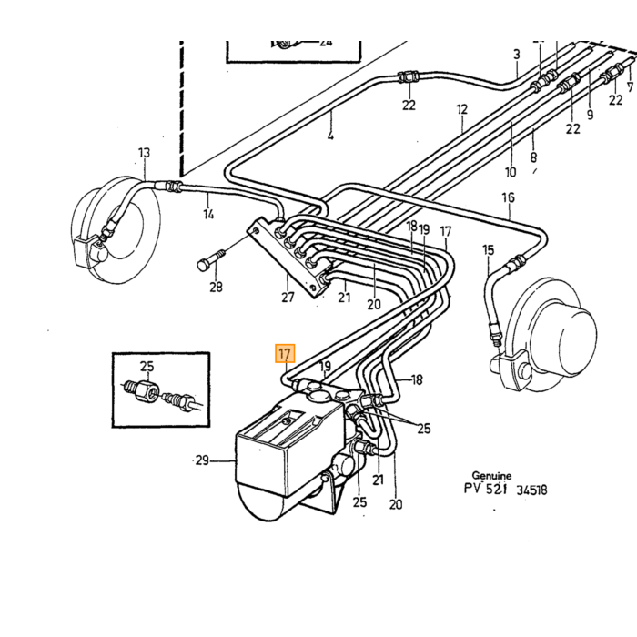 Volvo Gummibremsepedal automatisk 1800+120+140+164+240+245+260+740+760+780+940+940(669843) Volvo varenummer 1272066
