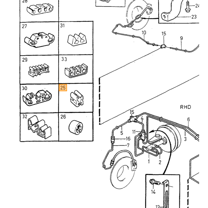 Volvo klemmemontering brændstofslange 740 760 940 960 S90 V90 (-1998) Volvo varenummer 1272401