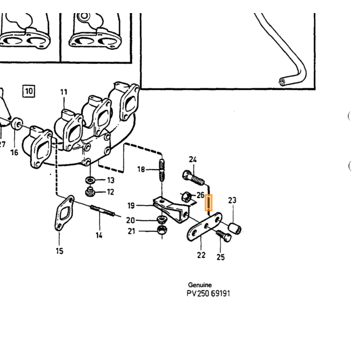 Volvo Udstødningsmanifold B200E+B230E 740+940 ikke længere tilgængelig Volvo varenummer 1276576