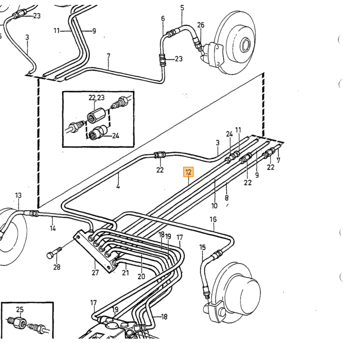 Volvo Bremseledning 240+260 slange til fordelerblok venstre 1978+ (26cm) 1277116 2 stk. skal bruges Volvo varenummer 1277316