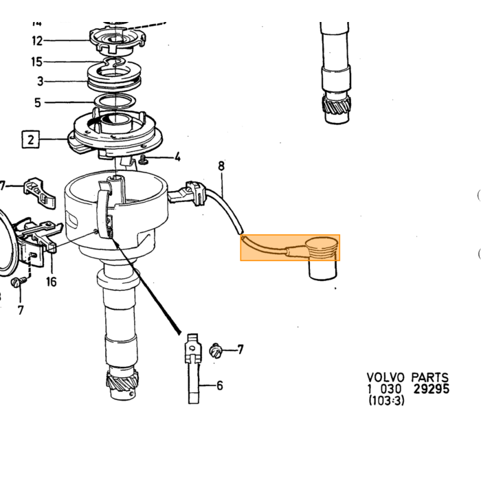Volvo Luftslange 240 +260+740+940 Venstre tronic 1979-1984 Volvo varenummer 1306750