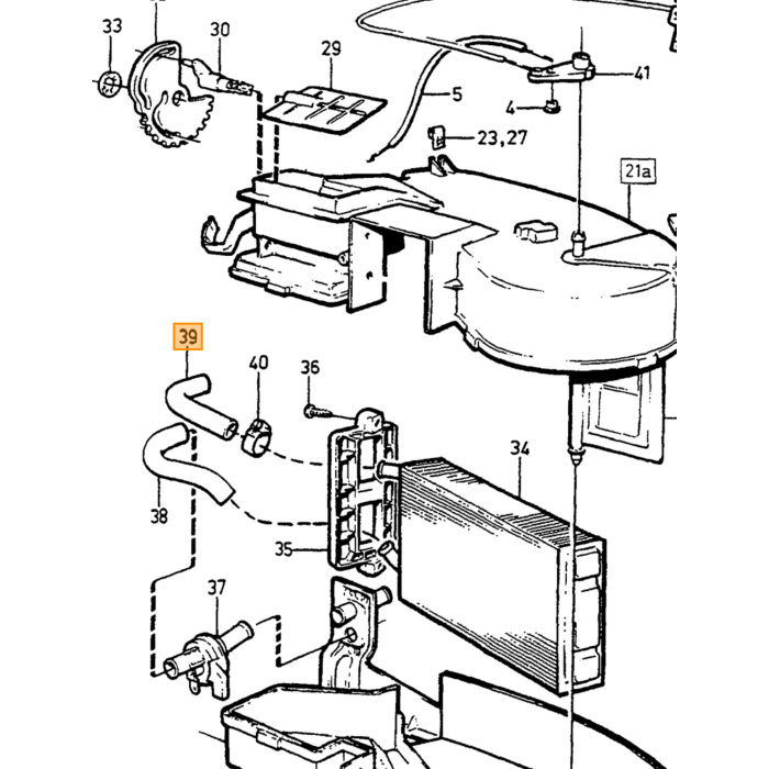 Volvo Slange varmelegeme radiator indløb 760 960 nederste Volvo varenummer 1308382