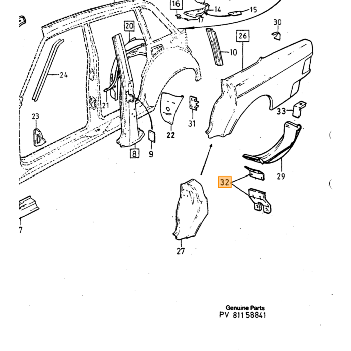 Volvo Karosseristøtte Bag NML Volvo Varenummer 1315750