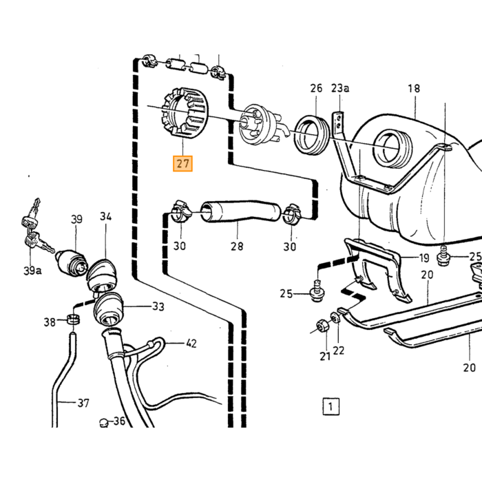 Volvo møtrikskive brændstoftankpumpe og flyder 740 760 780 940 960 S90 V90 (-1998) Volvo varenummer 1325236