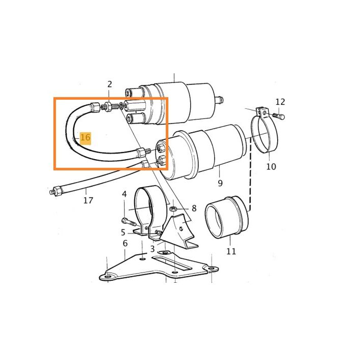 Volvo Brændstofrør/-ledning 740 760 B19E B23E. B19ET B28E B28F. B200E B230E bøjet til akkumulator Volvo varenummer 1325476