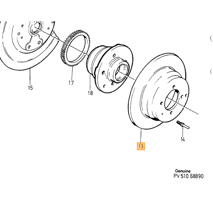 Volvo Bremseskive styrestift centreringsstift 240+740+940+S90+V90+V70-2000 C70-2005 V70 2000-2008 Volvo varenummer 1330273