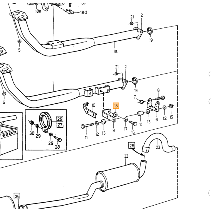 Volvo Bolt M8 x 35mm mellem Turbo og Manifold Volvo 740 - 760 - 780 - 940 - 960 - 850 - S70 - V70 - XC70 - V70 - S40 - V40 - XC90 - S80 - S60 Volvo varenummer 1336261