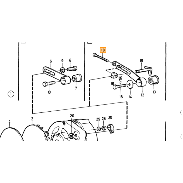 Volvo Bolt dynamo 240 740 760 940 strammer M6 aircondition og servostyring Volvo varenummer 1336962