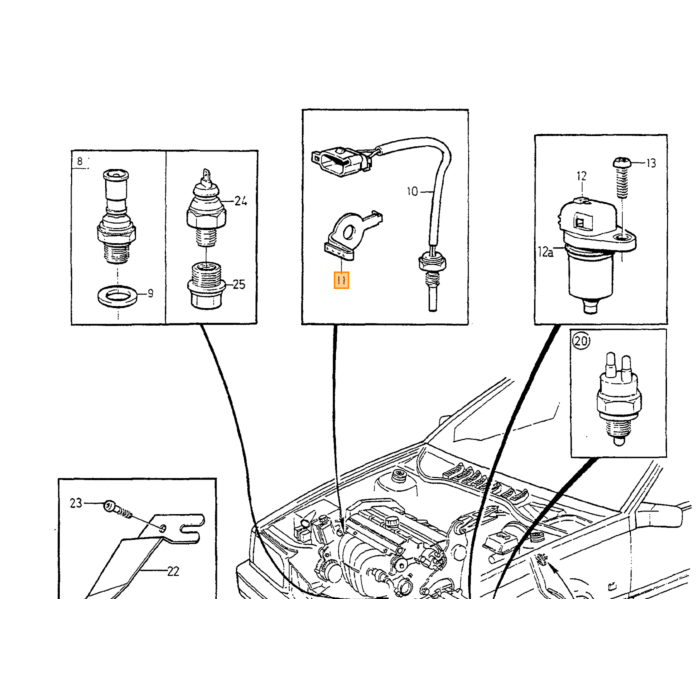Volvo Udetemperaturføler Volvo 240 - 850 - 940 - 960 - S90 - V90 - S40 - V40 - S70 - V70 - XC70 - C70 Volvo varenummer 1347010