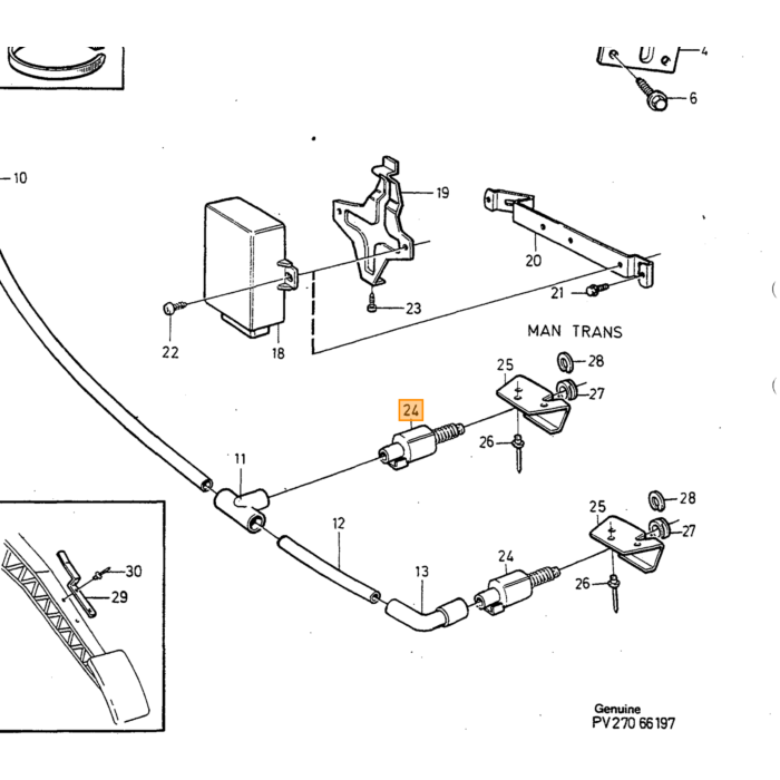 Volvo Fartpilot Pedalkontakt Volvo 740 - 760 - 780 - 940 - 960 - S90 - V90 Volvo varenummer 1367159