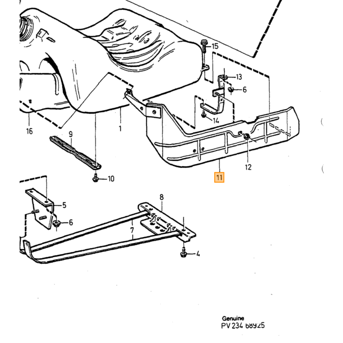 Volvo Pakning gummi til benzintank + dieseltank flydeenhed 740 + 940 + S90 + V90 Volvo varenummer 1367623