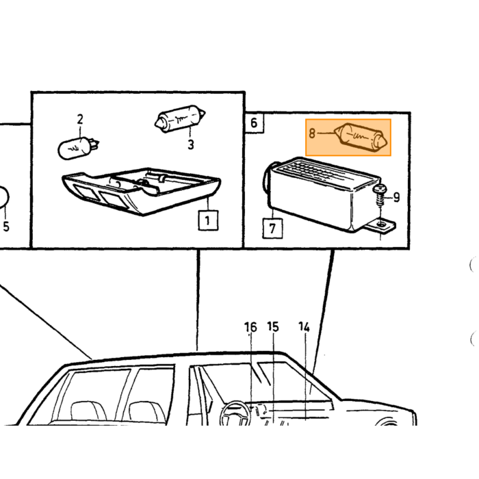 Volvo baglygteholder 21 watt 240+260+740+760+940+V90 Volvo varenummer 1372041