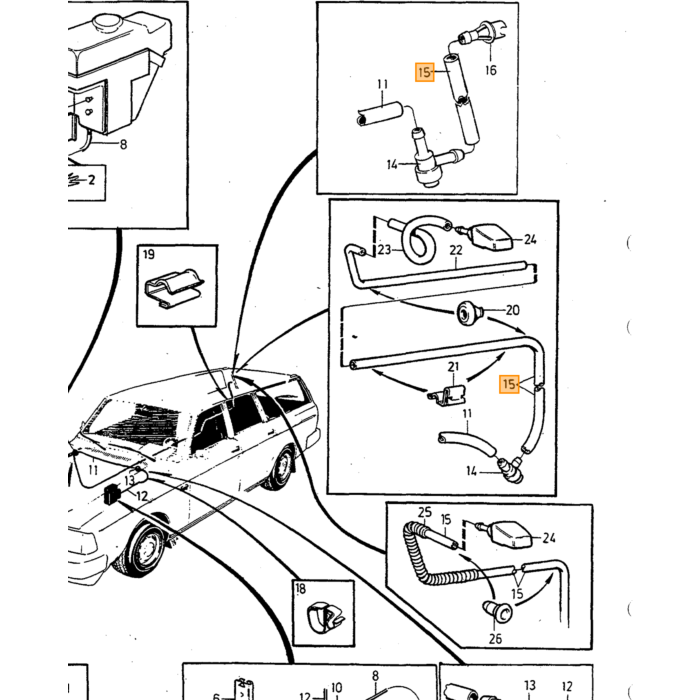 Volvo Forlygteviskerarmholder 240+260 1980+ Volvo varenummer 1372304