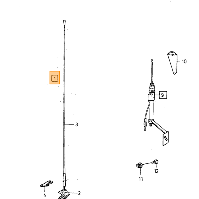 Volvo Antenne 240+260+740+940 244 242 4-dørs sedan (antenne 86 cm) ikke længere tilgængelig Volvo varenummer 1384773