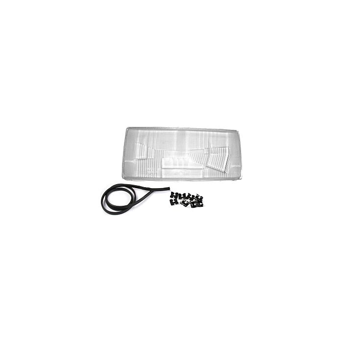 Glaspanel for forlygter 740+760 1984-1989 venstre 36x15.5cm forlygtsglasur 740 760