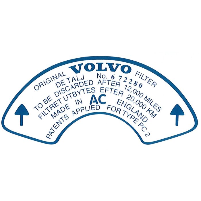 Sticker Original Volvo filter etc. blauw op wit voor 672280