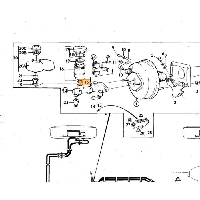 Volvo Pakning gummi hovedbremsecylinder Amazon+140 676257 Volvo varenummer 18677