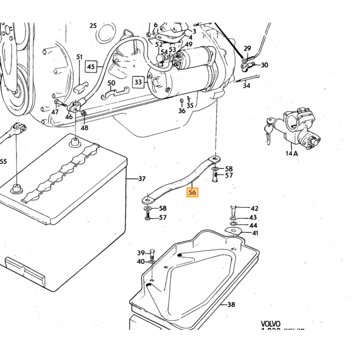 Volvo Jordkabel motor til karosseri 23 cm langt PV544 Duett P1800 Amazon 140 164 Volvo varenummer 190339