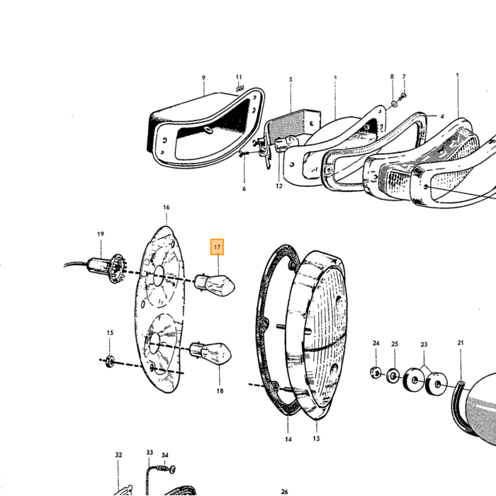 Volvo Lampe 6 volt pære 21 watt bajonet Volvo varenummer 191188