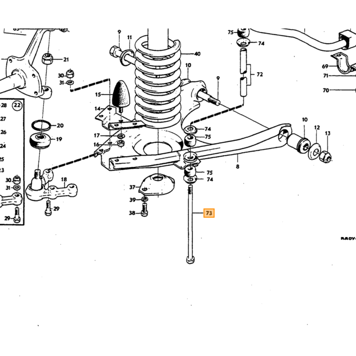 Volvo Bolt stabilisatorstang P1800/E/ES Volvo varenummer 191707