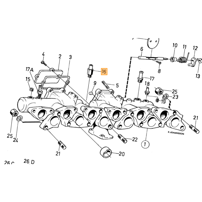Volvo Oliekøler Adapter Montering Mellem Motor og Filter B18-B23 Volvo Varenummer 2105