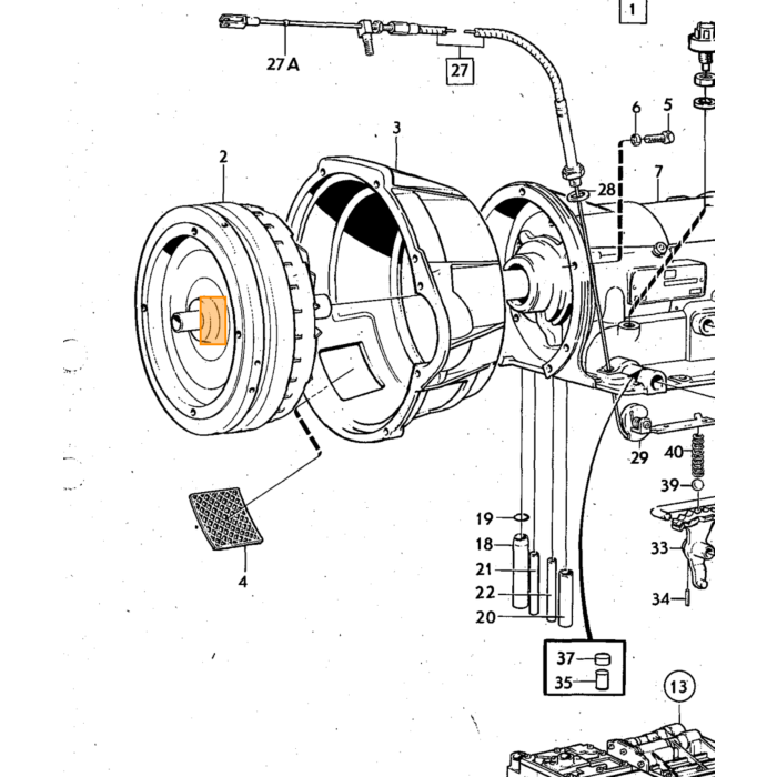 Volvo Kickdown-kabel BW35 Amazon+P1800+140 Volvo varenummer 235985
