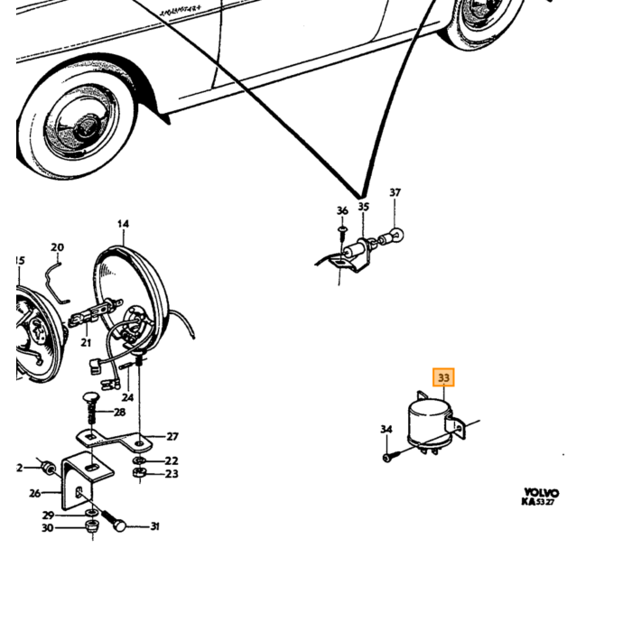 Volvo Lampe 12 volt 21 watt 5 watt kugle bajonet B15S blinklys PV + Amaz ea 277728 baglygte v50 v70 p214w 277728 Volvo varenummer 277729