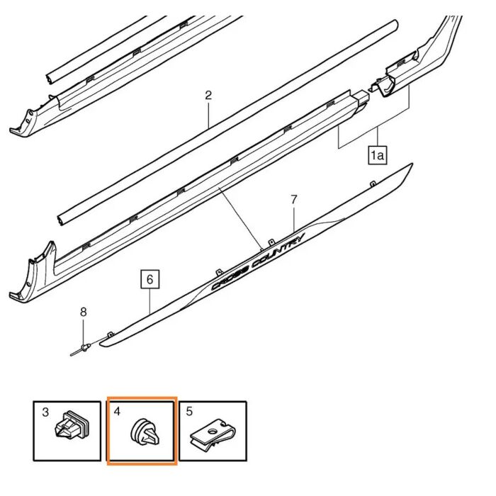 Volvo Clip Karrosseribeklædning Sideskørt og Dørliste Volvo C30/S40/V50/S80/V70/XC70 Volvo varenummer 30648141