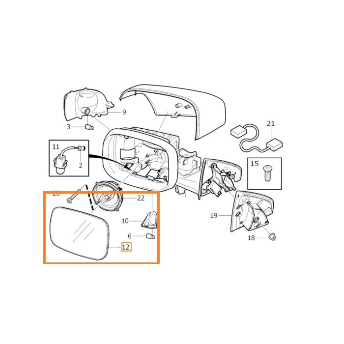 Volvo spiegelglas  Xc70 2007+ Xc90 LHD links OEM ref 30716137 31217823 31217828 31297395 Volvo onderdeel nr 30716132_B