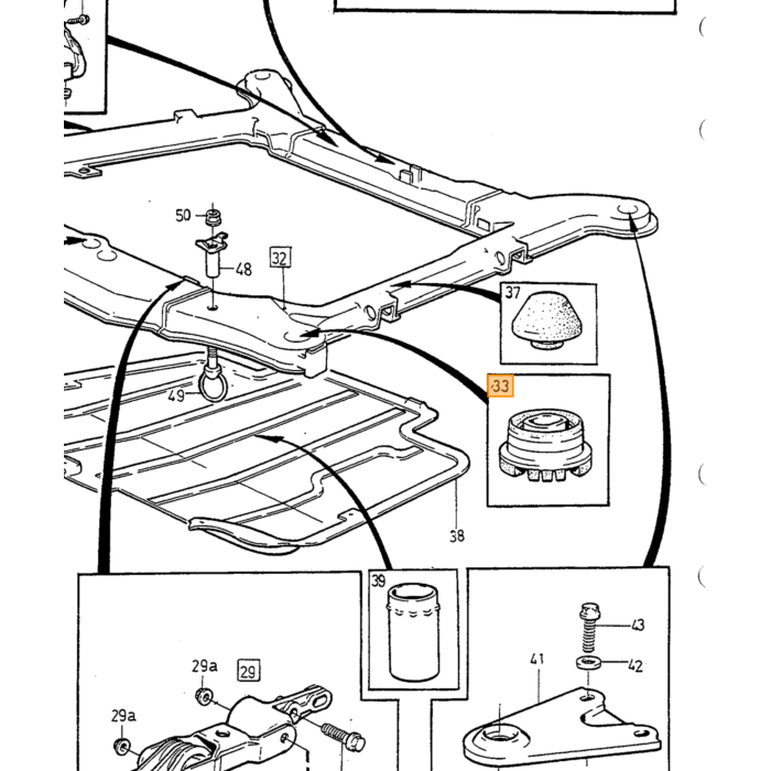 Volvo Motorophæng silentblock foraksel 850+S70+V70 -2000 (1 stk. nødvendigt) 850 S70 C70 S60 Xc70 V70 S80 Xc90 Volvo varenummer 3507924