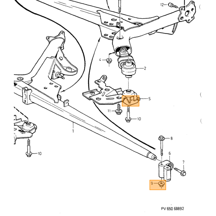 Volvo Silentbloc bagaksel 850 + V70 + S70 -2000 V70 850 S70 Volvo varenummer 3516122