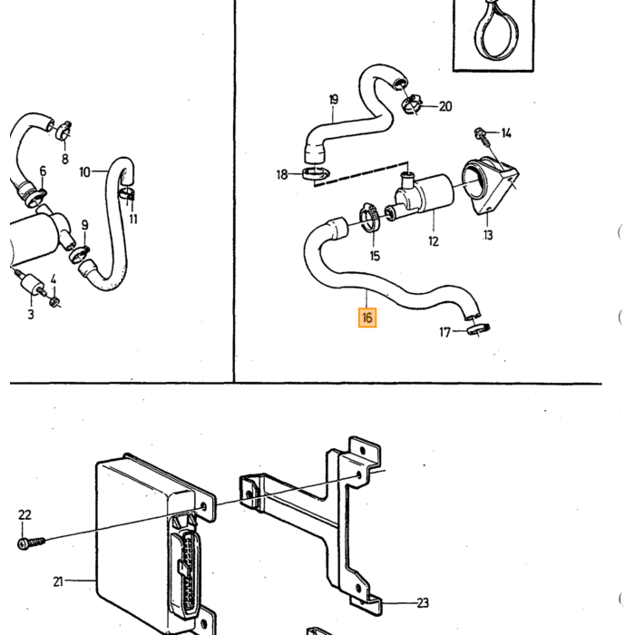 Volvo Slange luftindtag til steppermotor 240+940+740 nr. 1389618 B200F+B230F/FX/FD Volvo varenummer 3517084