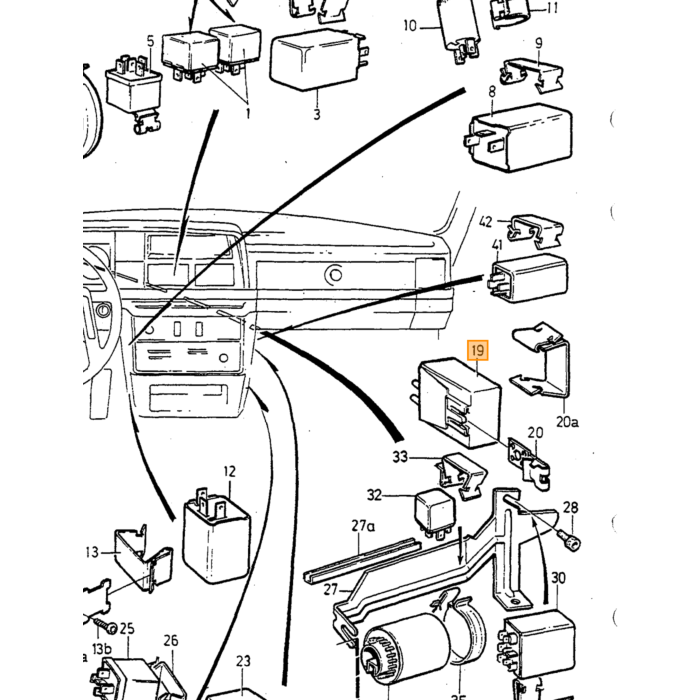 Volvo Relæ benzinpumpe brændstofpumpe venstre jetronic 240+260+740+760+940 (hvid) (1347603) Volvo varenummer 3523608